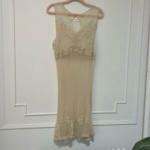 Delicate off-white gauze midi dress